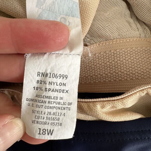 Inches Off Swimsuit Tankini Top Size 18W Navy Aqua Plus Size Colorblock Swimwear - Picture 5 of 6